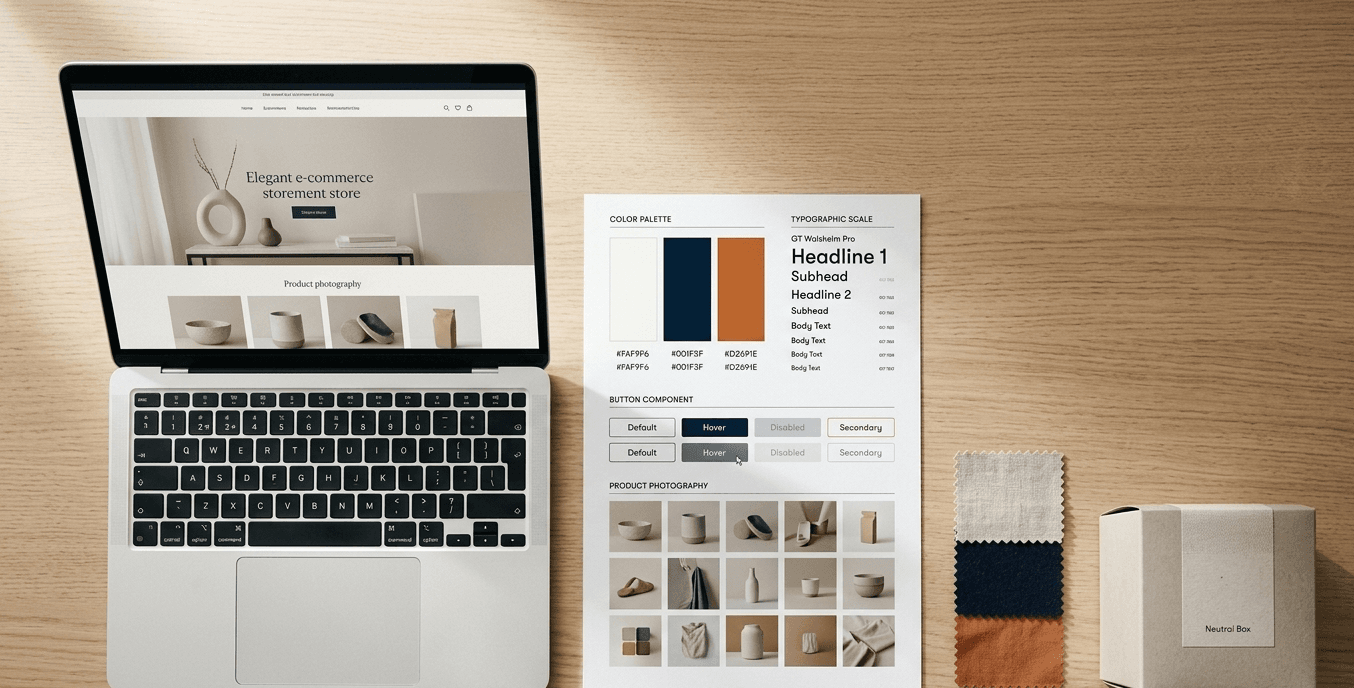 Branding-Materialien auf Tischfläche