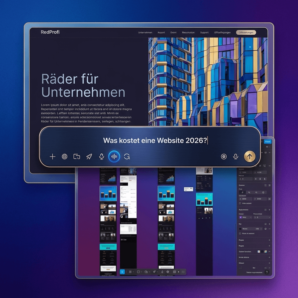 Vergleich von zwei Website-Beispielen: ein Online-Shop und ein Website-Baukasten-Editor zum Thema Website-Kosten"